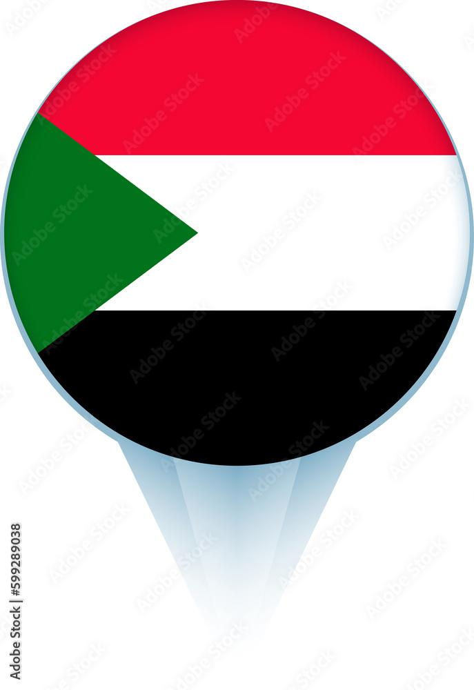 Map pointer with flag of Sudan. Map pointer with flag of Sudan.