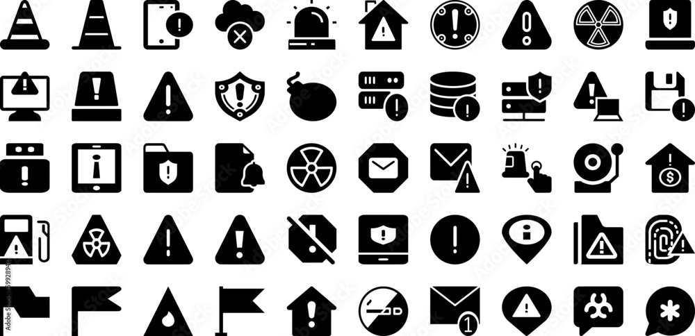 Alert Icon Set Isolated Silhouette Solid Icons With Signal, Attention, Icon, Message, Alarm, Sign, Alert Infographic Simple Vector Illustration Alert Icon Set Isolated Silhouette Solid Icons With Signal, Attention, Icon, Message, Alarm, Sign, Alert Infographic Simple Vector Illustration