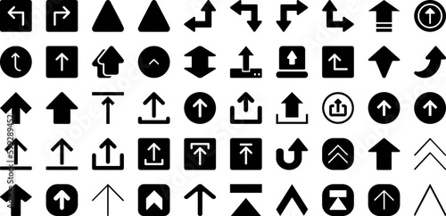 Arrow Icon Set Isolated Silhouette Solid Icons With Sign, Icon, Vector, Arrow, Set, Symbol, Collection Infographic Simple Vector Illustration