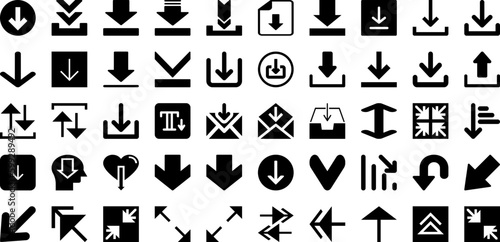 Arrow Icon Set Isolated Silhouette Solid Icons With Set, Sign, Symbol, Vector, Collection, Icon, Arrow Infographic Simple Vector Illustration