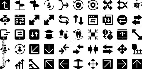 Arrow Icon Set Isolated Silhouette Solid Icons With Arrow, Collection, Symbol, Set, Sign, Icon, Vector Infographic Simple Vector Illustration