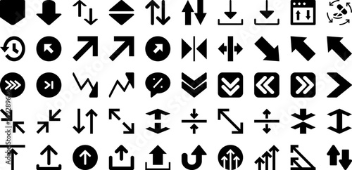 Arrow Icon Set Isolated Silhouette Solid Icons With Vector, Sign, Set, Arrow, Icon, Collection, Symbol Infographic Simple Vector Illustration