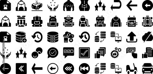 Back Icon Set Isolated Silhouette Solid Icons With Line  Symbol  Sign  Payment  Vector  Back  Icon Infographic Simple Vector Illustration