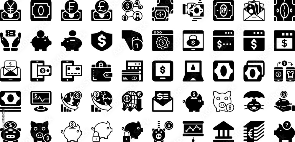 Bank Icon Set Isolated Silhouette Solid Icons With Money, Banking, Vector, Business, Finance, Icon, Bank Infographic Simple Vector Illustration Bank Icon Set Isolated Silhouette Solid Icons With Money, Banking, Vector, Business, Finance, Icon, Bank Infographic Simple Vector Illustration