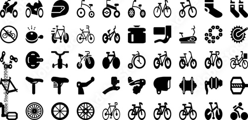 Bike Icon Set Isolated Silhouette Solid Icons With Sign  Icon  Bicycle  Symbol  Activity  Vehicle  Bike Infographic Simple Vector Illustration