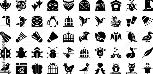 Bird Icon Set Isolated Silhouette Solid Icons With Design  Icon  Bird  Symbol  Animal  Vector  Illustration Infographic Simple Vector Illustration