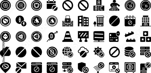 Block Icon Set Isolated Silhouette Solid Icons With Set, Sign, Block, Vector, Line, Symbol, Icon Infographic Simple Vector Illustration