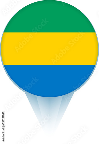 Free Download Map pointer with flag of Gabon. - GFXLoad