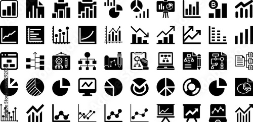 Chart Icon Set Isolated Silhouette Solid Icons With Symbol  Graph  Sign  Business  Icon  Chart  Vector Infographic Simple Vector Illustration