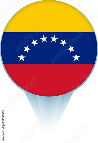 Free Download Map pointer with flag of Venezuela. - GFXLoad