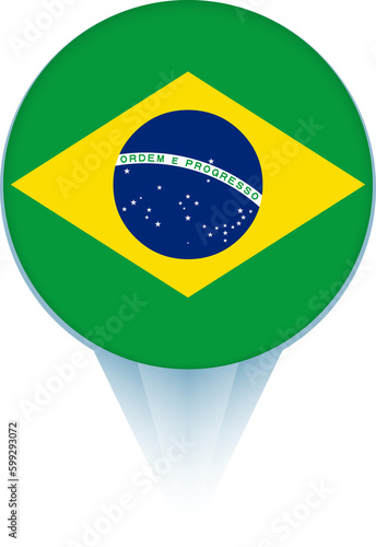 Map pointer with flag of Brazil.
