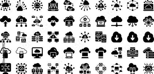 Cloud Icon Set Isolated Silhouette Solid Icons With Cloud  Technology  Symbol  Internet  Vector  Icon  Web Infographic Simple Vector Illustration
