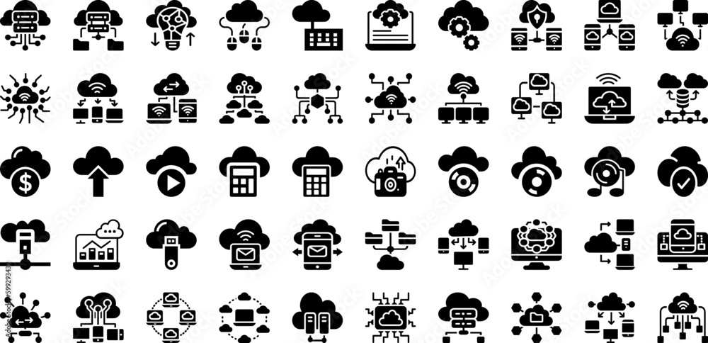 Cloud Icon Set Isolated Silhouette Solid Icons With Cloud, Web, Internet, Symbol, Vector, Icon, Technology Infographic Simple Vector Illustration Cloud Icon Set Isolated Silhouette Solid Icons With Cloud, Web, Internet, Symbol, Vector, Icon, Technology Infographic Simple Vector Illustration