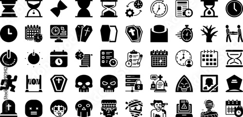 Dead Icon Set Isolated Silhouette Solid Icons With Symbol, Sign, Icon, Illustration, Death, Vector, Dead Infographic Simple Vector Illustration
