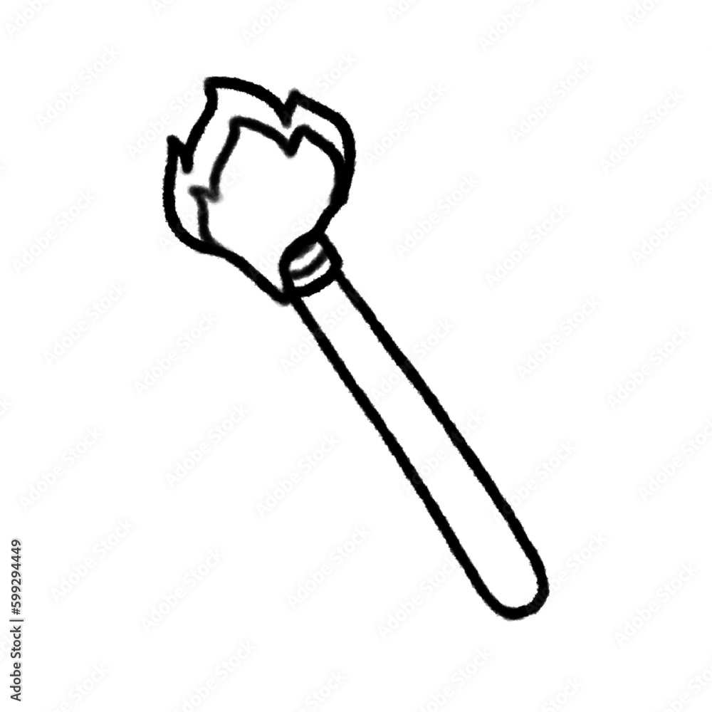 Hand-drawn Cute line torch, fire, campfire, object, Camping character design in doodle style Hand-drawn Cute line torch, fire, campfire, object, Camping character design in doodle style