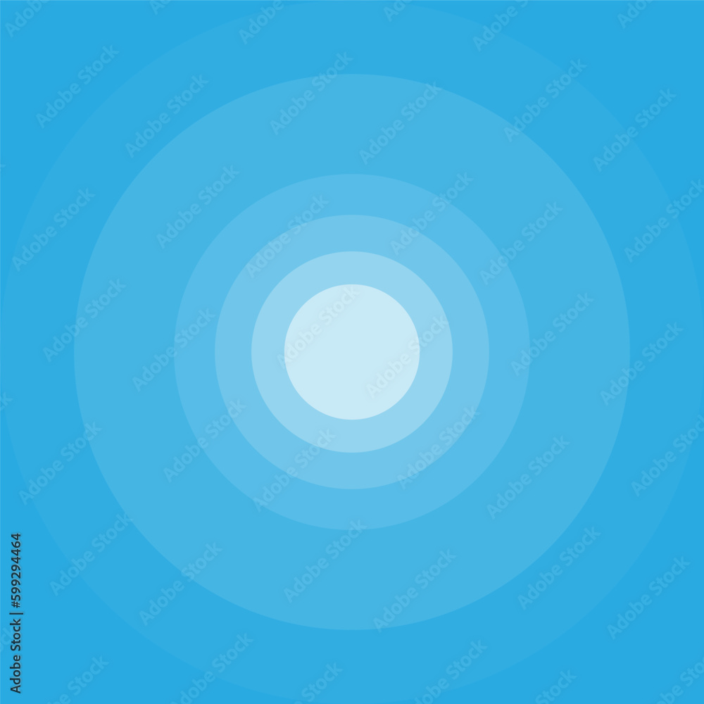 Radial Circular Circle Sun Sunshine On Blue Background. Blue Sky Space