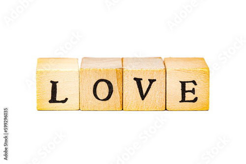 word love made from wooden cubes