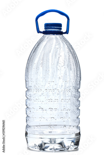 Картината върху платно one five liter plastic water bottle with blue cap isolated on white backgroubd