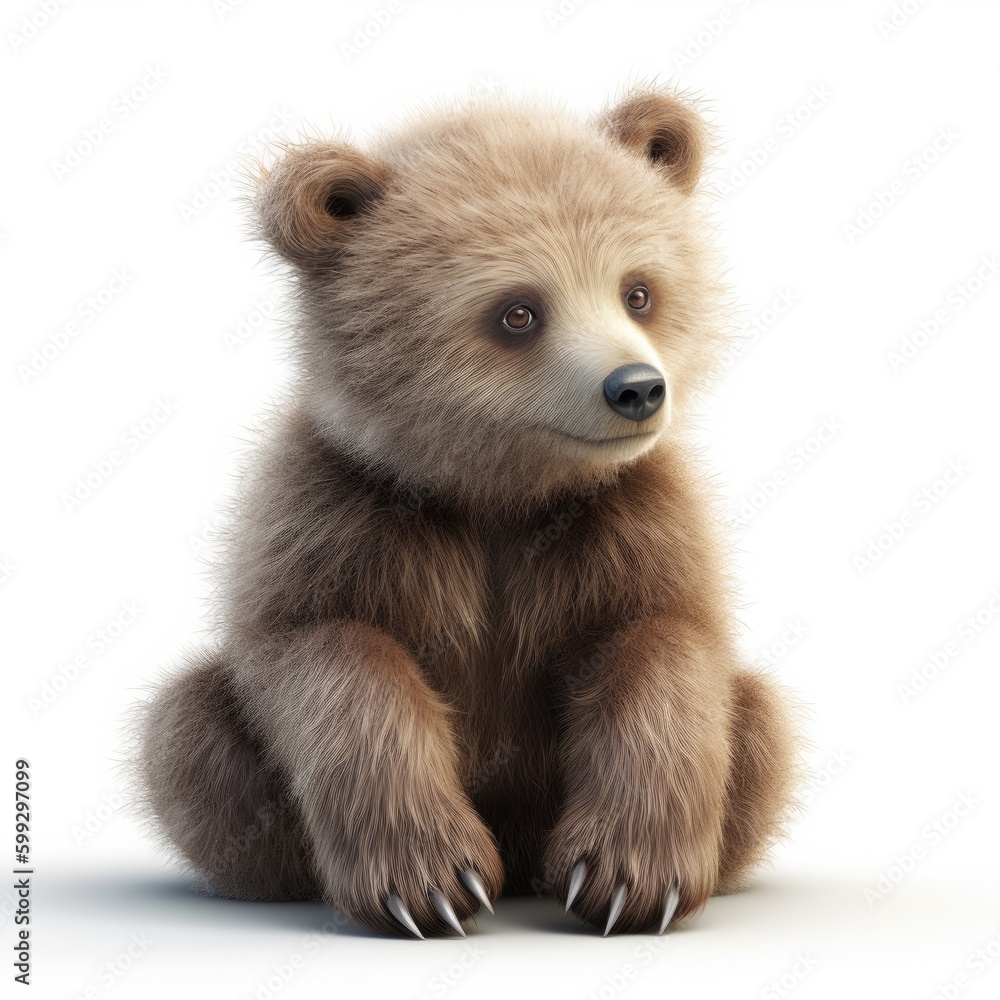 Fototapeta premium animal, bear, baby,, isolated, kitten, mammal, pet, ferret, white background, white, raccoon, sitting, domestic, fur, isolated on white, young, wildlife, polecat, feline, nature, brown, baby, looking,