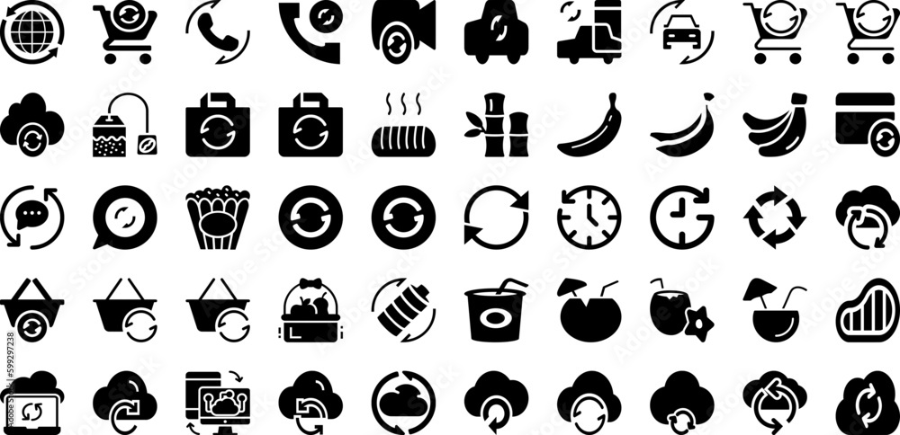 Fresh Icon Set Isolated Silhouette Solid Icons With Line, Fresh, Vector, Eco, Illustration, Icon, Symbol Infographic Simple Vector Illustration