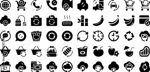 Fresh Icon Set Isolated Silhouette Solid Icons With Line, Fresh, Vector, Eco, Illustration, Icon, Symbol Infographic Simple Vector Illustration