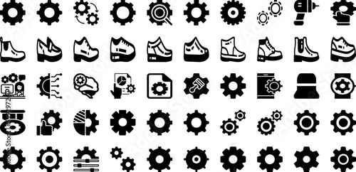 Gear Icon Set Isolated Silhouette Solid Icons With Symbol, Business, Sign, Icon, Gear, Work, Technology Infographic Simple Vector Illustration