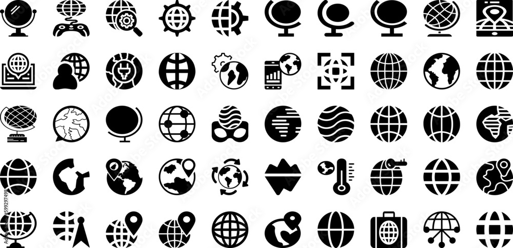 Globe Icon Set Isolated Silhouette Solid Icons With Globe, World, Icon, Map, Global, Earth, Planet Infographic Simple Vector Illustration Globe Icon Set Isolated Silhouette Solid Icons With Globe, World, Icon, Map, Global, Earth, Planet Infographic Simple Vector Illustration