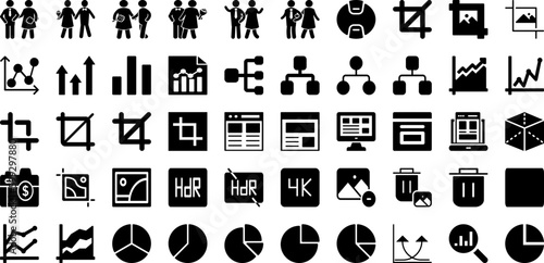 Graph Icon Set Isolated Silhouette Solid Icons With Vector, Chart, Diagram, Icon, Business, Graph, Data Infographic Simple Vector Illustration