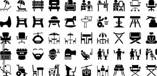 Hair Icon Set Isolated Silhouette Solid Icons With Vector, Skin, Beauty, Care, Treatment, Hair, Icon Infographic Simple Vector Illustration