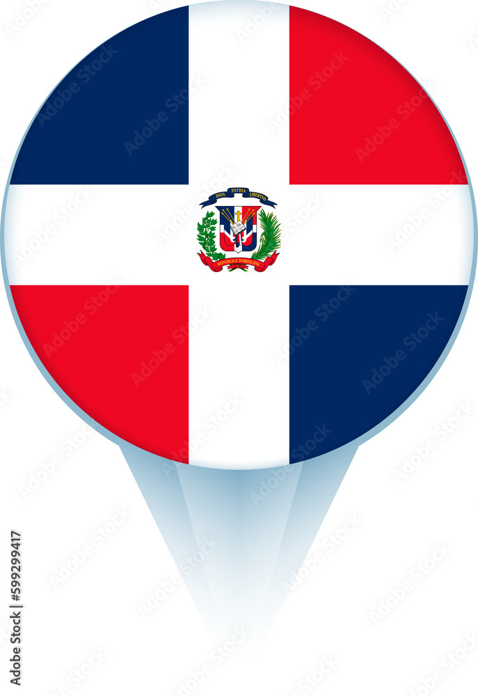 Obraz premium Map pointer with flag of Dominican Republic.
