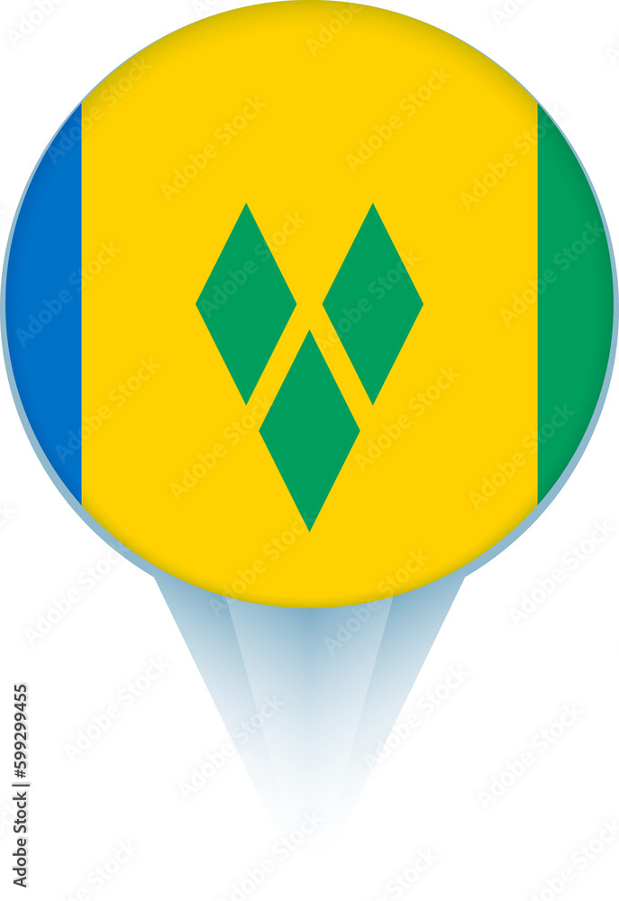 Map pointer with flag of Saint Vincent and the Grenadines. Map pointer with flag of Saint Vincent and the Grenadines.
