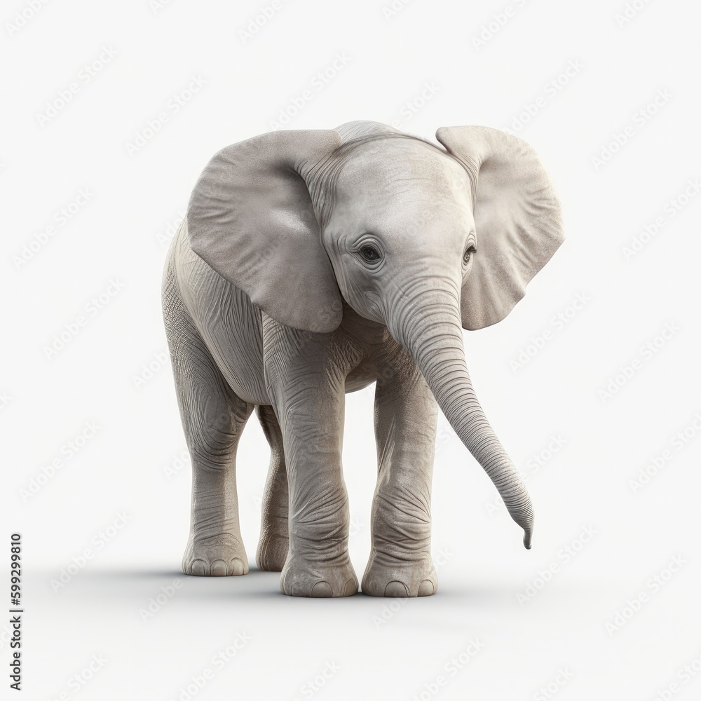 Obraz premium elephant, animal, isolated, mammal, wildlife, white, trunk, wild, big, zoo, nature, large, safari, pachyderm, walking, gray, standing, huge, white background, tusk, heavy, head, rhinoceros