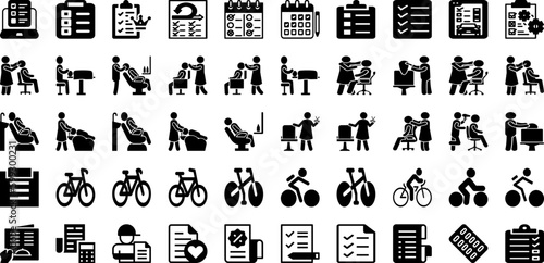 List Icon Set Isolated Silhouette Solid Icons With Symbol, List, Mark, Document, Sign, Check, Icon Infographic Simple Vector Illustration