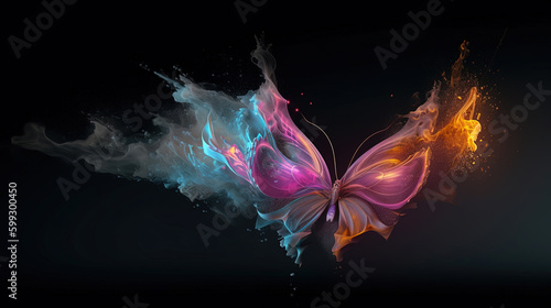 Mystic butterfly. Surreal mystical ethereal butterfly. Generative AI. © Absent Satu