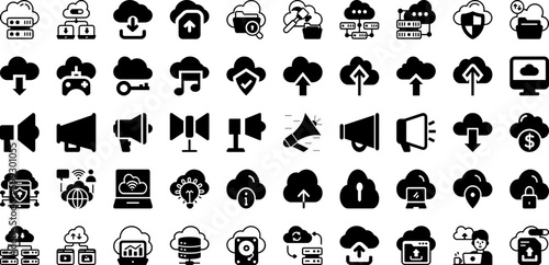 Loud Icon Set Isolated Silhouette Solid Icons With Vector, Speaker, Icon, Loudspeaker, Sound, Loud, Megaphone Infographic Simple Vector Illustration