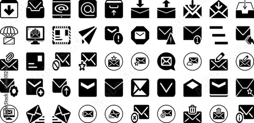 Mail Icon Set Isolated Silhouette Solid Icons With Mail, Sign, Communication, Message, Icon, Web, Symbol Infographic Simple Vector Illustration
