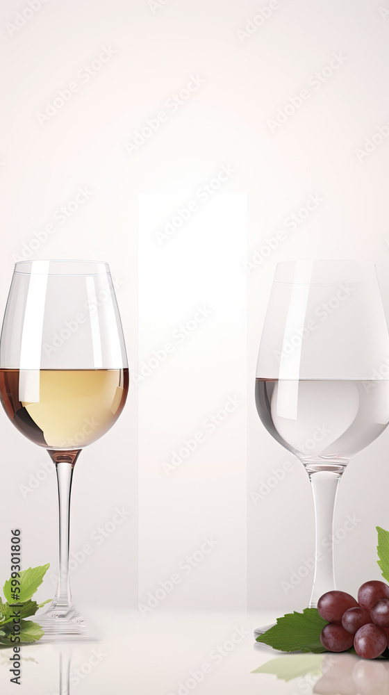 Wine tasting banner,  white and clean minimalistic modern flyer card.  AI generative