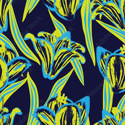 Colourful Abstract Floral Seamless Pattern Design