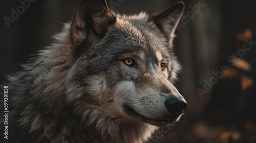 Captivating Gray Wolf in Nature, AI Generated