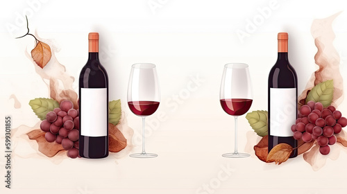 Wine tasting banner,  white and clean minimalistic modern flyer card.  AI generative