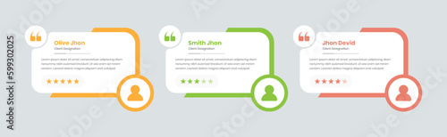 Simple client testimonial or customer feedback card with rating star for website