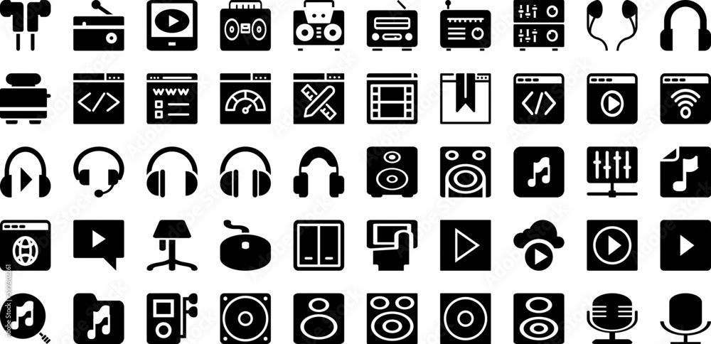 Media Icon Set Isolated Silhouette Solid Icons With Symbol, Internet, Icon, Vector, Social, Sign, Media Infographic Simple Vector Illustration Media Icon Set Isolated Silhouette Solid Icons With Symbol, Internet, Icon, Vector, Social, Sign, Media Infographic Simple Vector Illustration