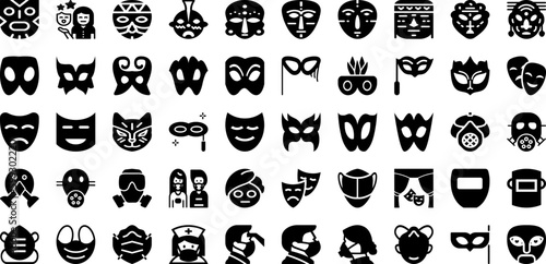 Mask Icon Set Isolated Silhouette Solid Icons With Corona, Medical, Mask, Virus, Icon, Coronavirus, Vector Infographic Simple Vector Illustration