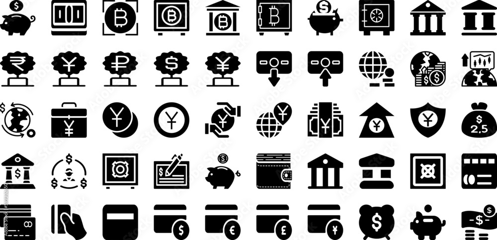 Money Icon Set Isolated Silhouette Solid Icons With Money, Cash, Business, Symbol, Icon, Payment, Finance Infographic Simple Vector Illustration Money Icon Set Isolated Silhouette Solid Icons With Money, Cash, Business, Symbol, Icon, Payment, Finance Infographic Simple Vector Illustration