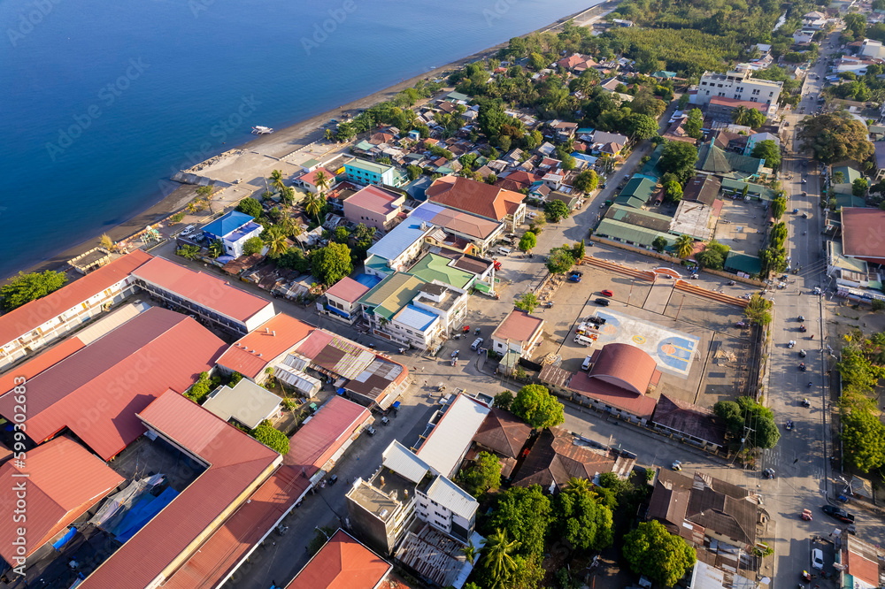 Morning Aerial Of The Town Of Culasi, Antique On The Island Of Panay In 