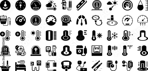 Meter Icon Set Isolated Silhouette Solid Icons With Arrow, Sign, Vector, Meter, Icon, Power, Symbol Infographic Simple Vector Illustration