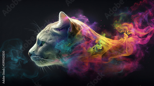 Mystic cat. Surreal mystical ethereal cat. Generative AI. © Absent Satu