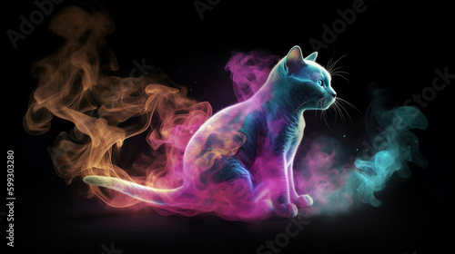 Mystic cat. Surreal mystical ethereal cat. Generative AI.