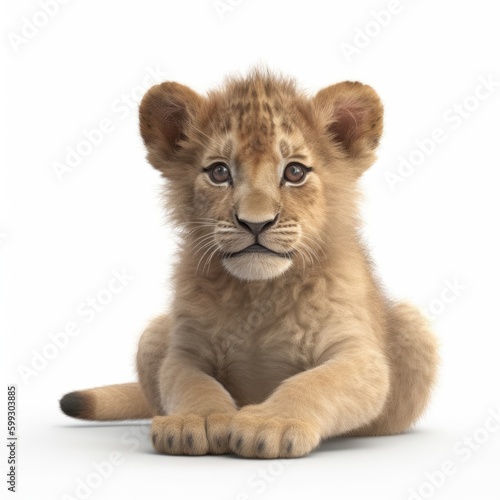 lion, baby, young, kitten, animal, pet, isolated, feline, domestic, fur, white, kitty, pets, cute, mammal, sitting, small, fluffy, animals, young, baby, looking, white background, furry, black, purebr © Enzo