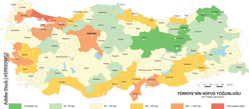 Turkey Population density of provinces map photo